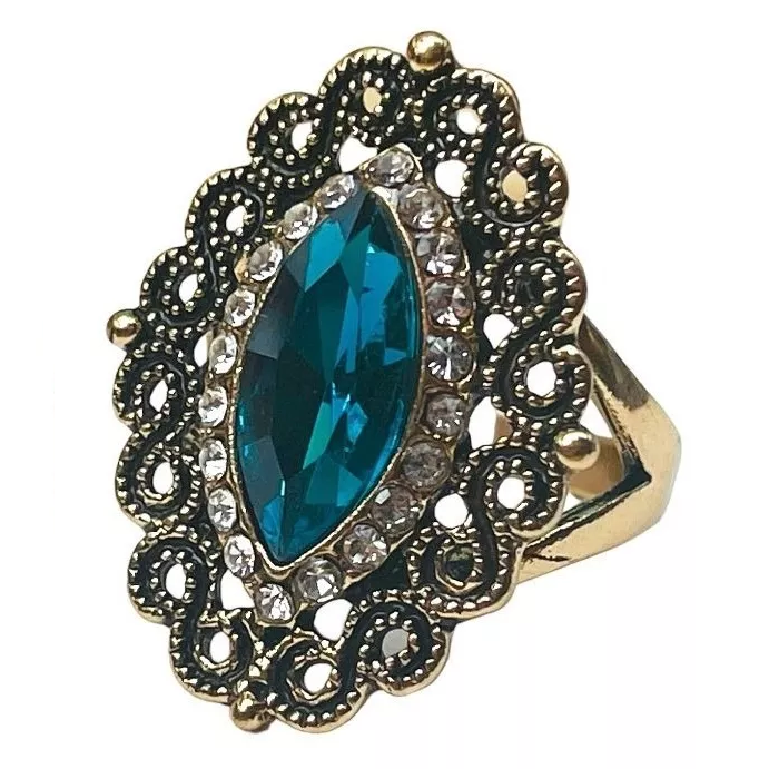 Vintage Blue Marquise Antique Gold Ethnic Ring