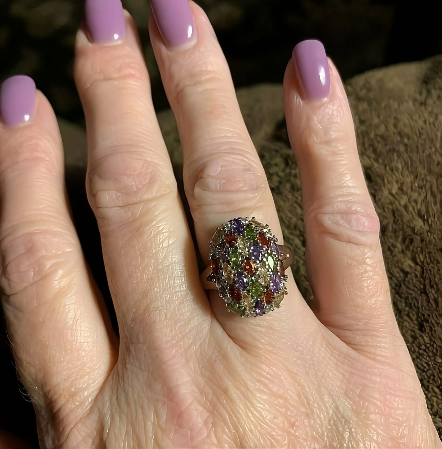925 Sterling Silver Colorful Multi-color Garnet Topaz Ring