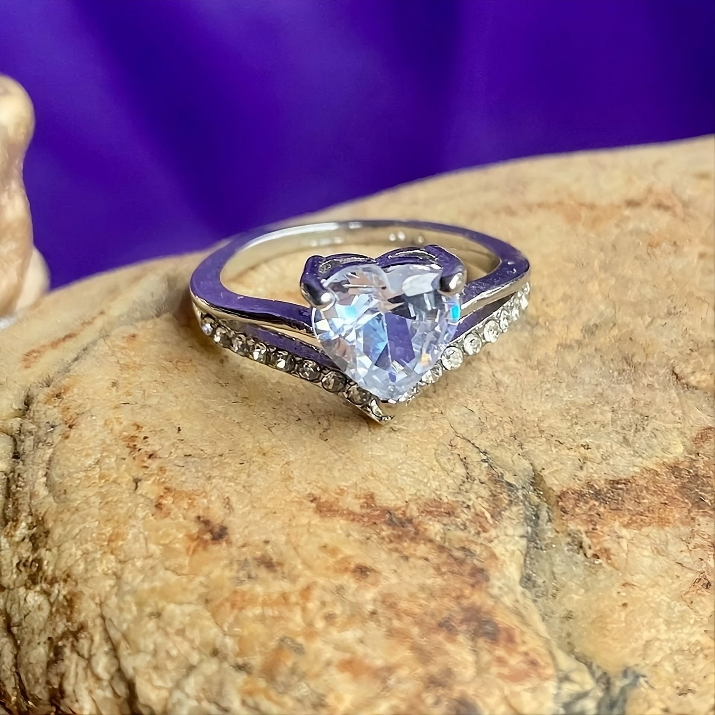 Sterling Silver CZ Cubic Zirconia Heart Ring for Women