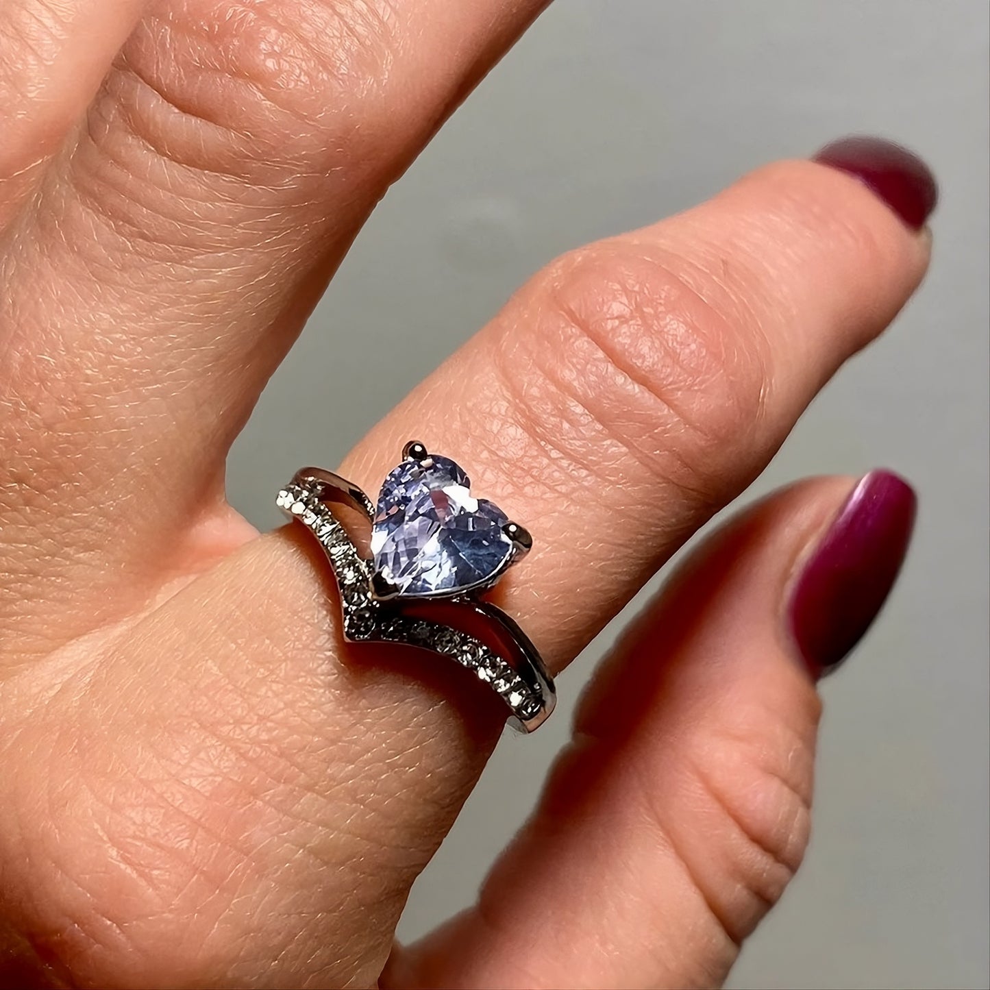 Sterling Silver CZ Cubic Zirconia Heart Ring for Women