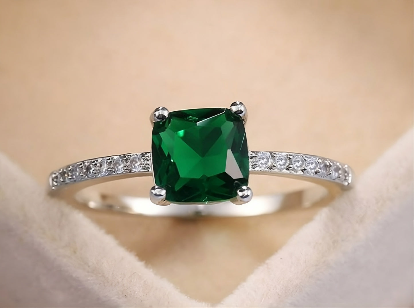 Sterling Silver Emerald Green Topaz Promise Ring