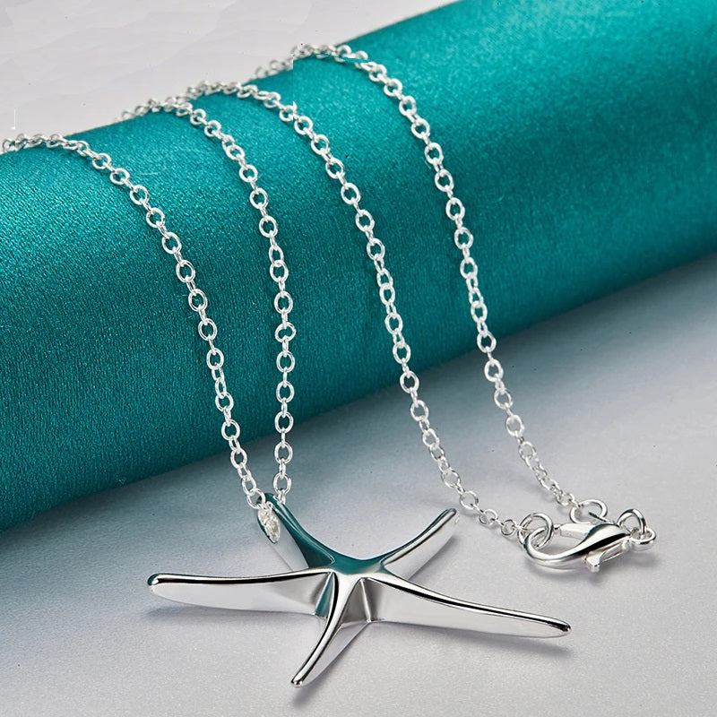 925 Sterling Silver Starfish Necklace & Chain