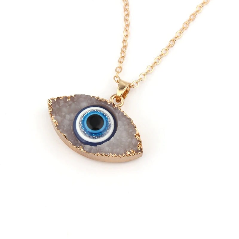 Bohemian Turkish Evil Eye Resin Gold Necklace