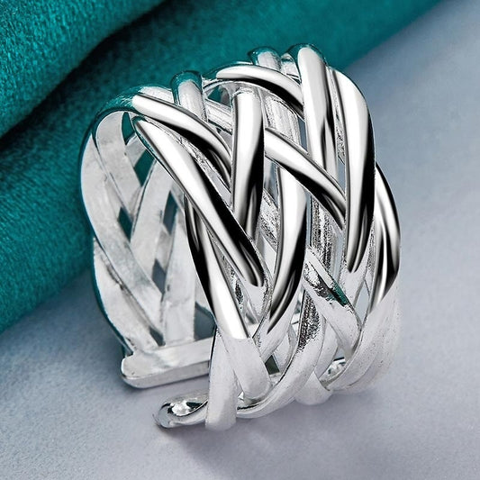 925 Sterling Silver Overlapping Open Ring