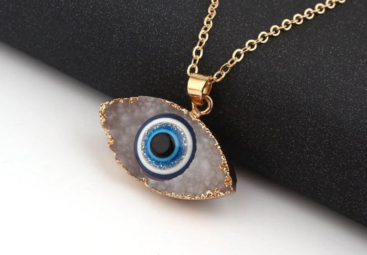 Bohemian Turkish Evil Eye Resin Gold Necklace