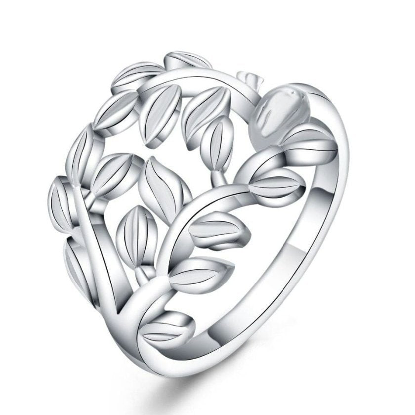 925 Sterling Silver Foliage Of The Tree Branch Leaf Ring
