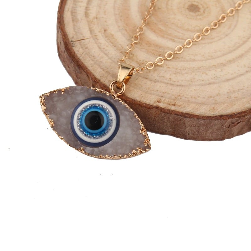 Bohemian Turkish Evil Eye Resin Gold Necklace