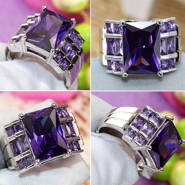 Sterling Silver Purple Amethyst Gemstone Ring