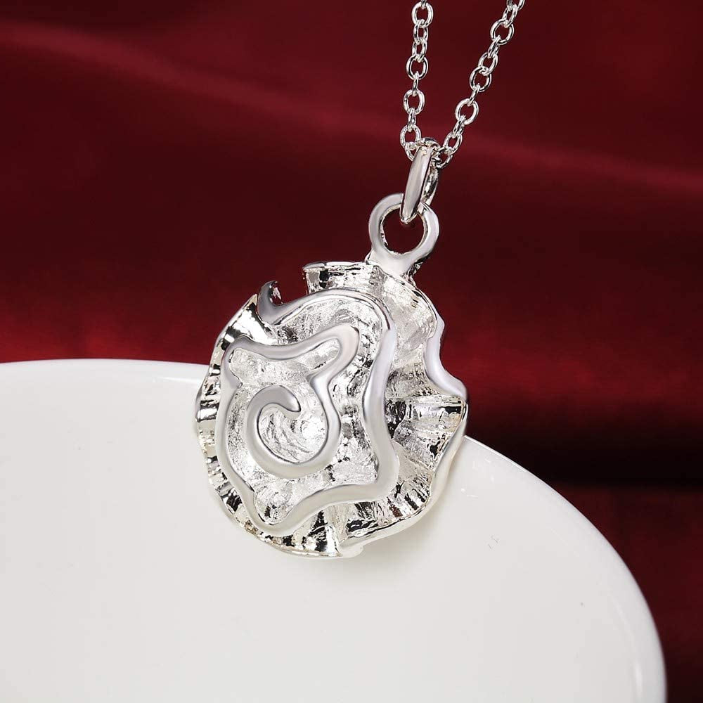 Sterling Silver Classic Rose Pendant Necklace & Chain