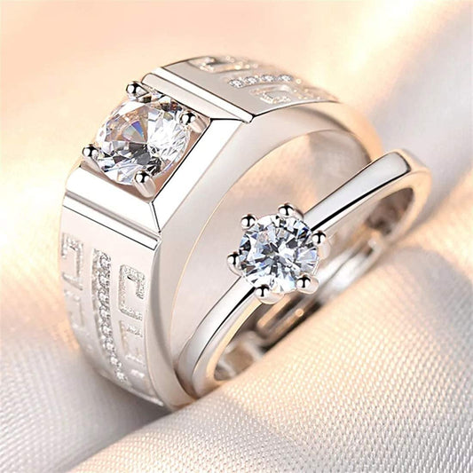 2pcs Sterling Silver Elegant Open Matching Couple Rings