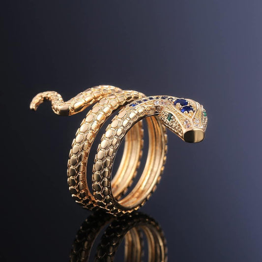 Vintage Coiled Snake Ethnic Open Ouroboros Gold Ring