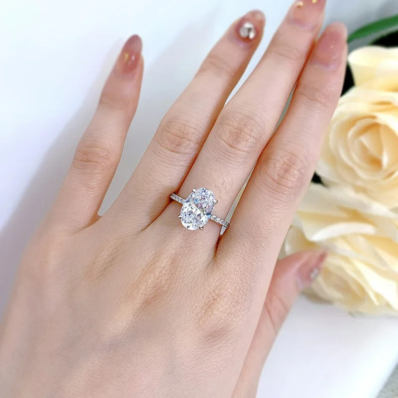 Sterling Silver 14mm Oval Engagement Ring