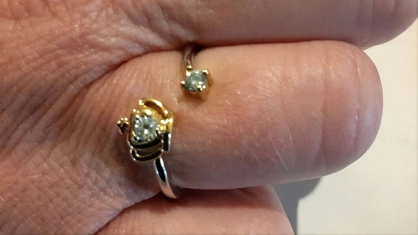 925 Sterling Silver Gold Queen Crown Open Ring