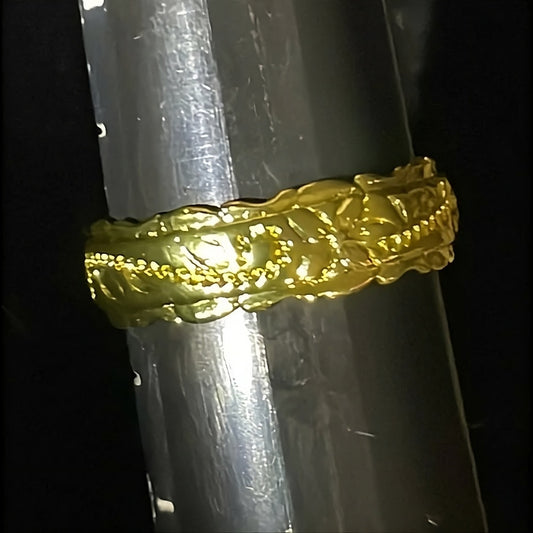 Classic Carved Rose Flower Engraved Gold Ring