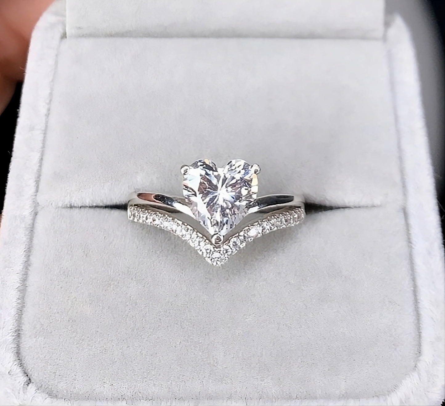 Sterling Silver CZ Cubic Zirconia Heart Ring for Women
