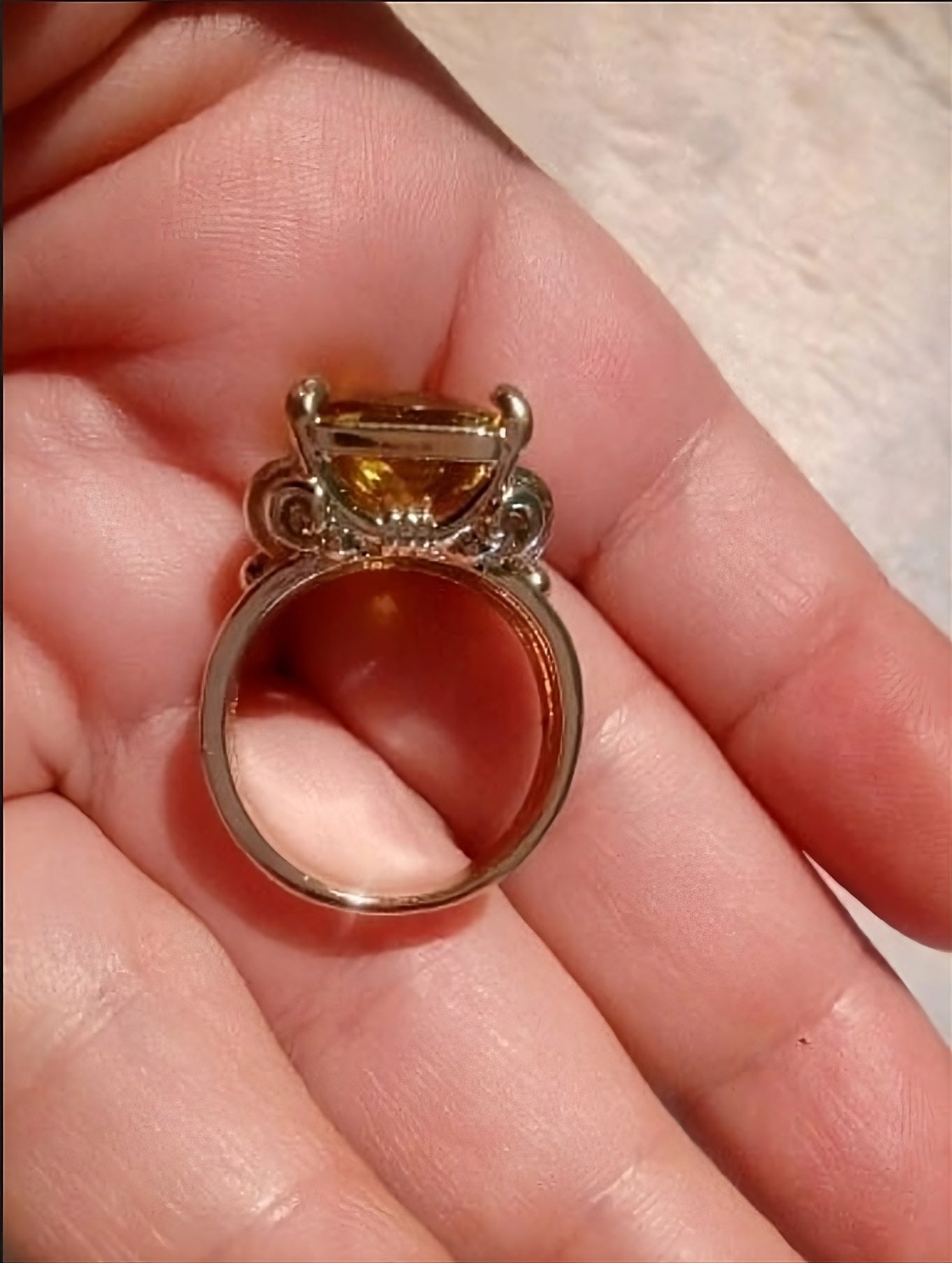 Emerald Cut Yellow Coffee Rhinestone Vintage-Inspired Ring for Women