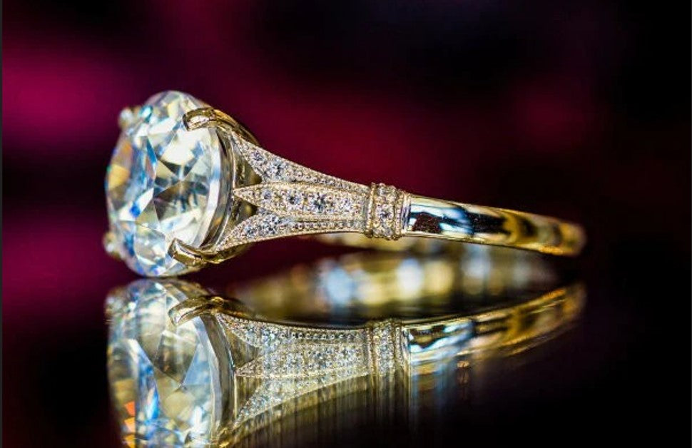 Striking Sterling Silver 11mm Round Crystal Engagement Ring