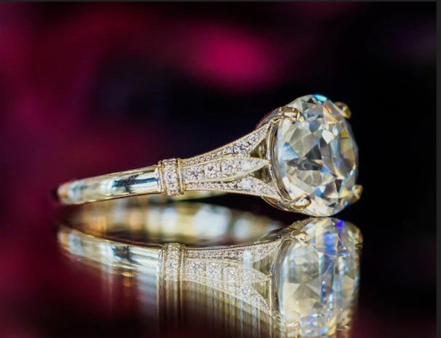 Striking Sterling Silver 11mm Round Crystal Engagement Ring