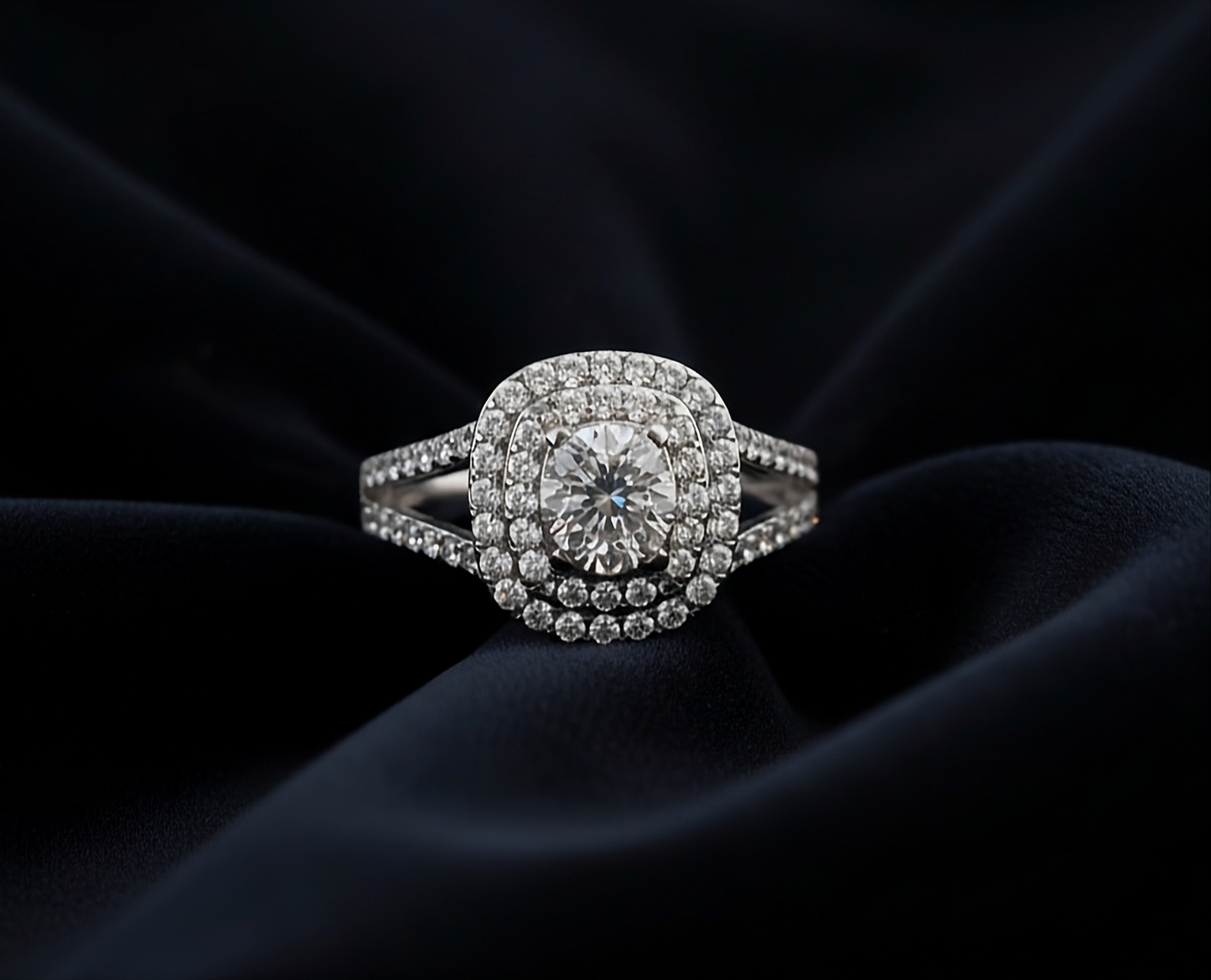 925 Sterling Silver Square Gemstones Engagement Ring