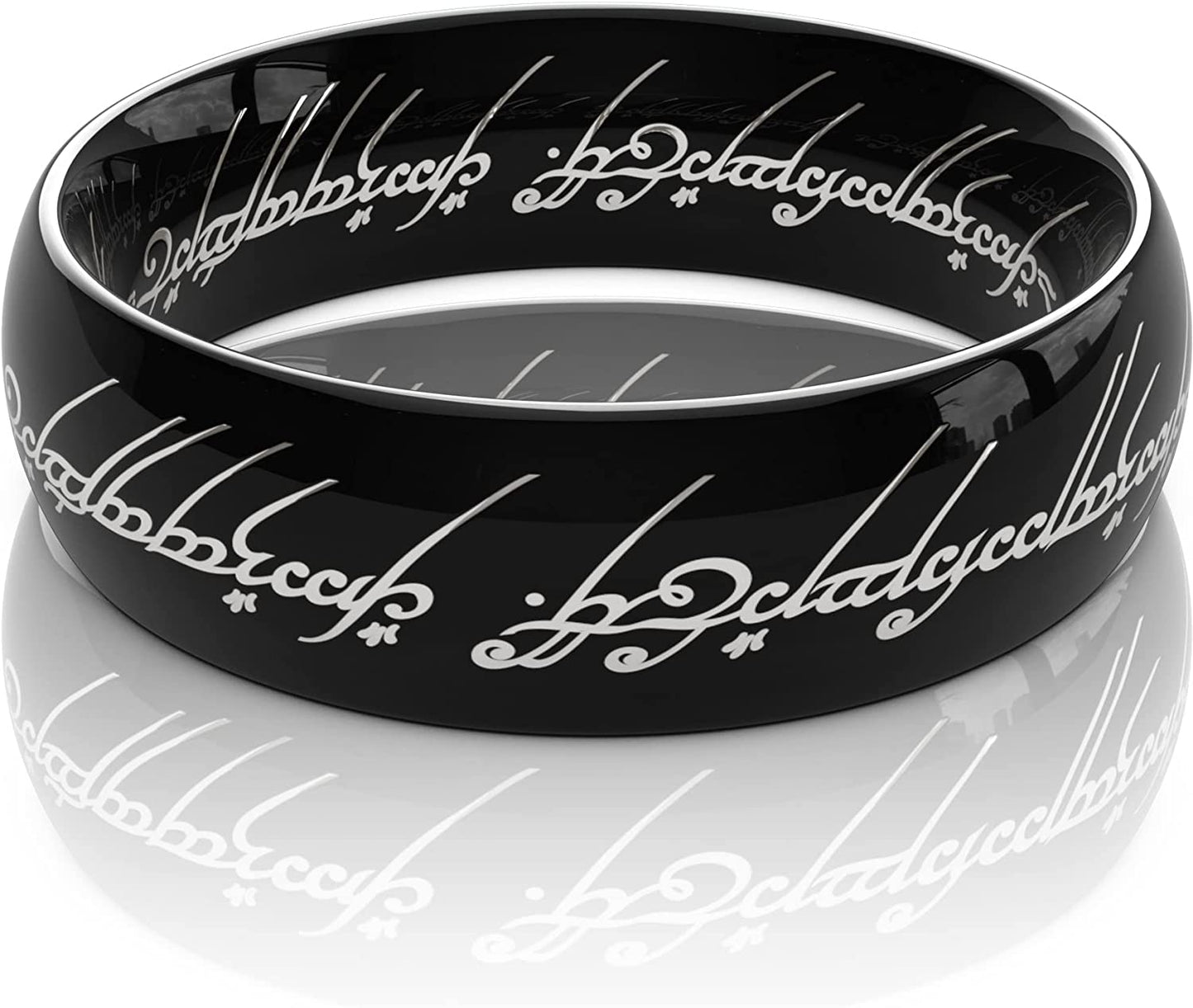 Hobbit Lord of the Rings Black Elvish Rune Engraving Ring