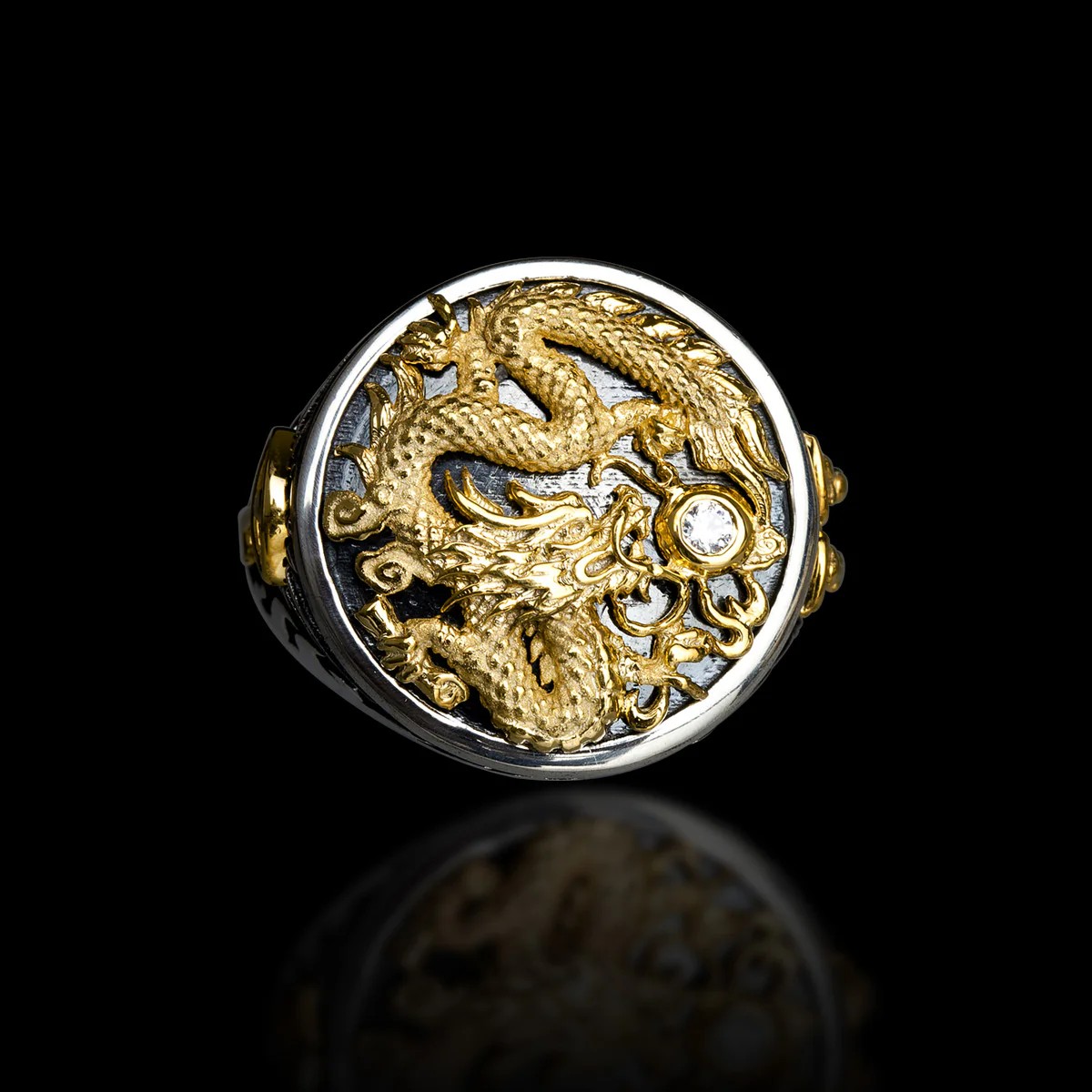 Men's Gold "The Rising Dragon" Capitan Collection Ring