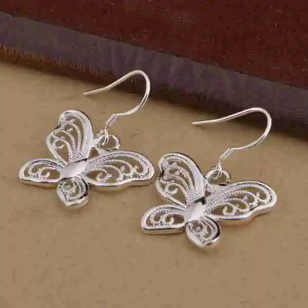 Silver Butterfly Nickel Free Antiallergic Stud Earrings