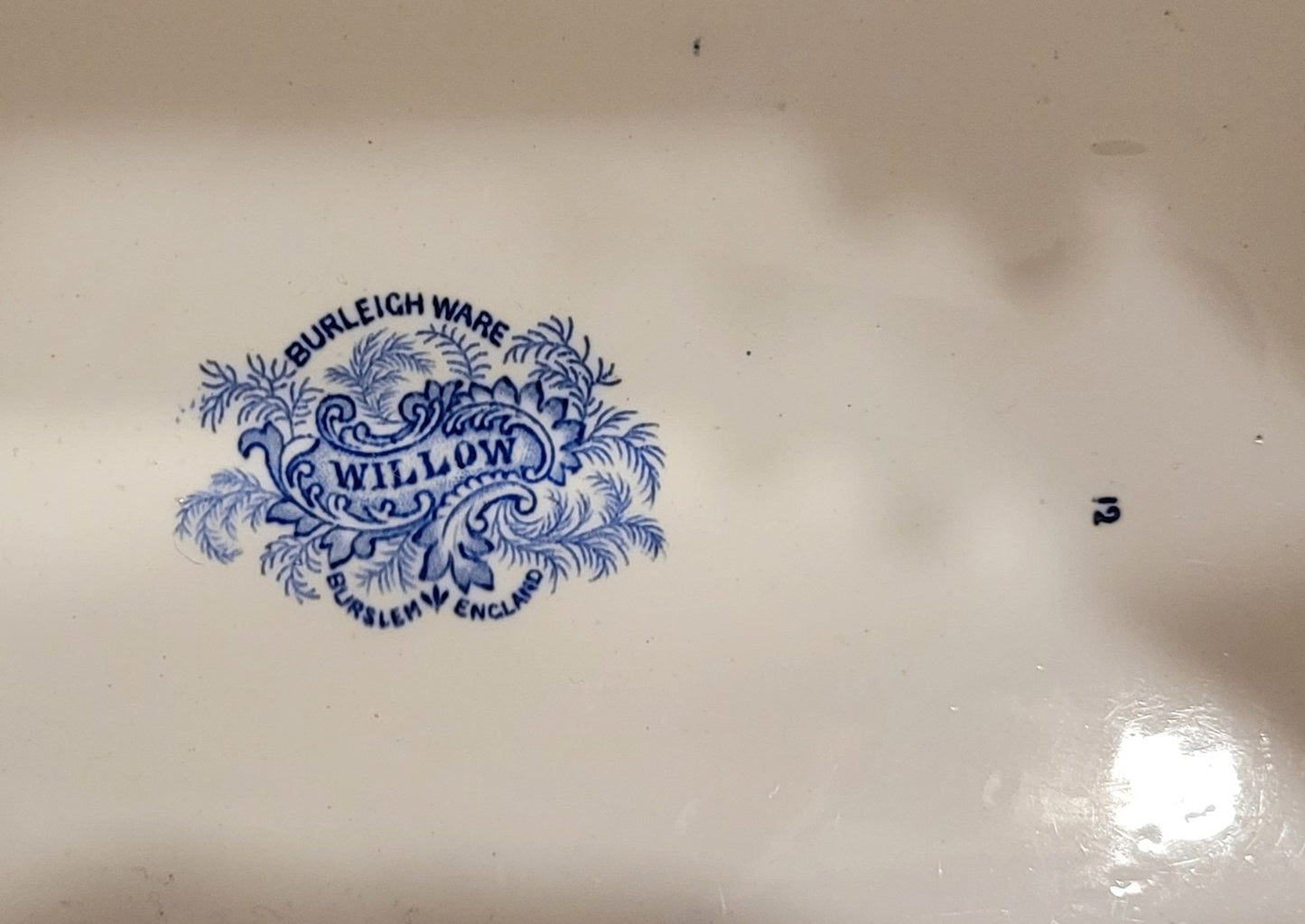 1930s Burleigh Ware Blue Willow Gold Trim "Burslem" Set - 9 Pcs