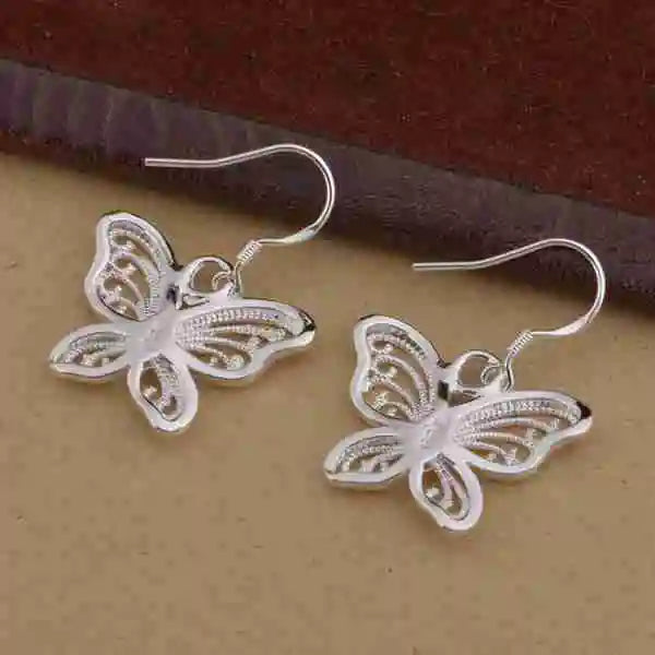 Silver Butterfly Nickel Free Antiallergic Stud Earrings