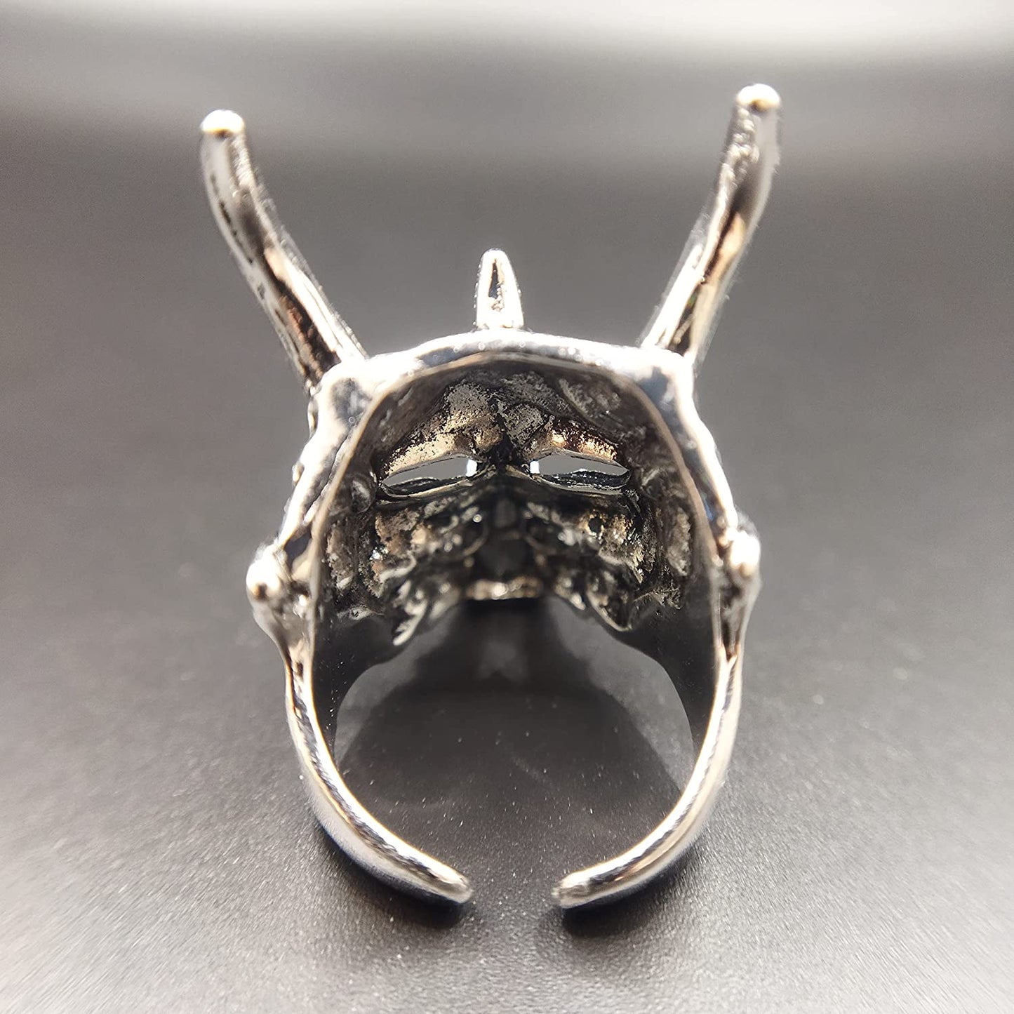 Men's Vintage Gothic Skull Prajna Mask Open Silver Ring