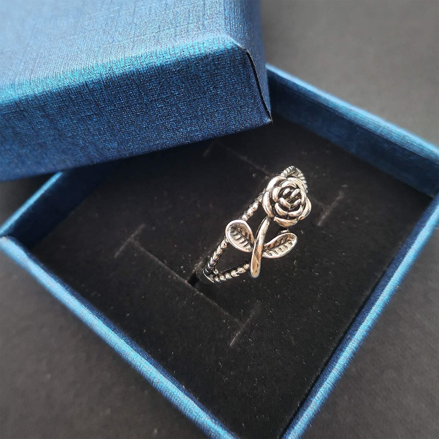 Vintage Silver Rose Flower Cocktail Ring