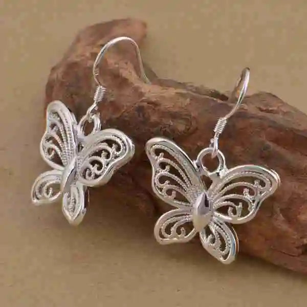 Silver Butterfly Nickel Free Antiallergic Stud Earrings