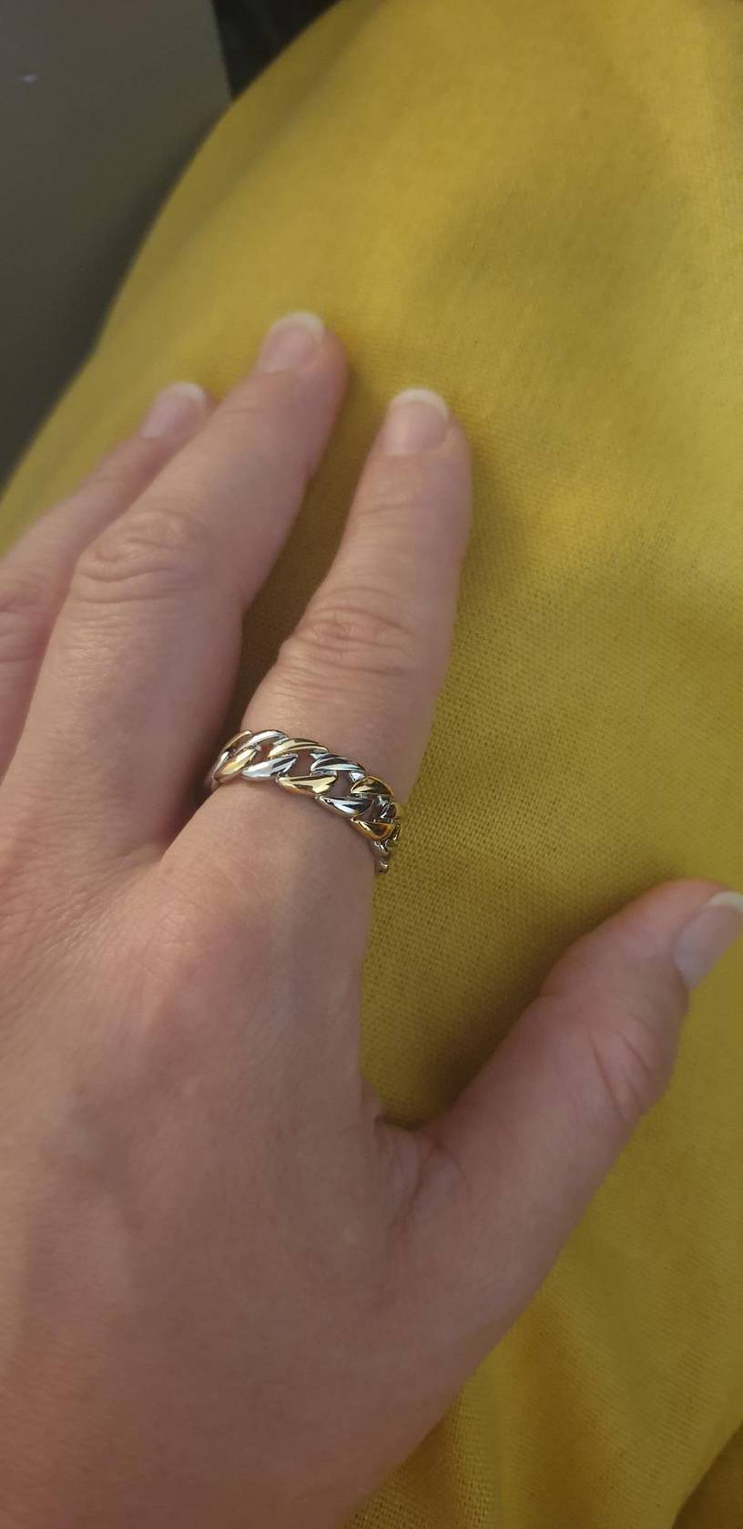Men's S925 Silver Band 7mm Two-Tone Retro Chain Ring
