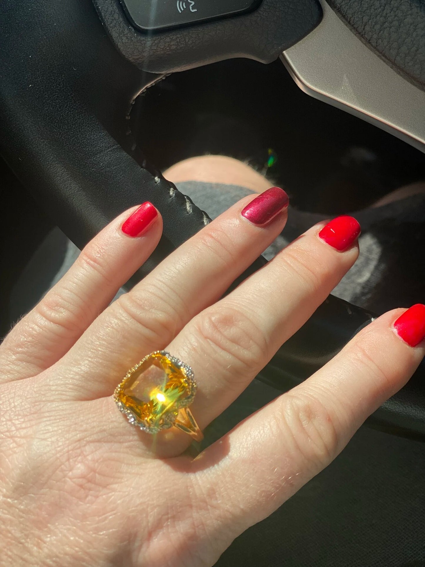 Huge Princess-Cut Yellow Gold Citrine Ring