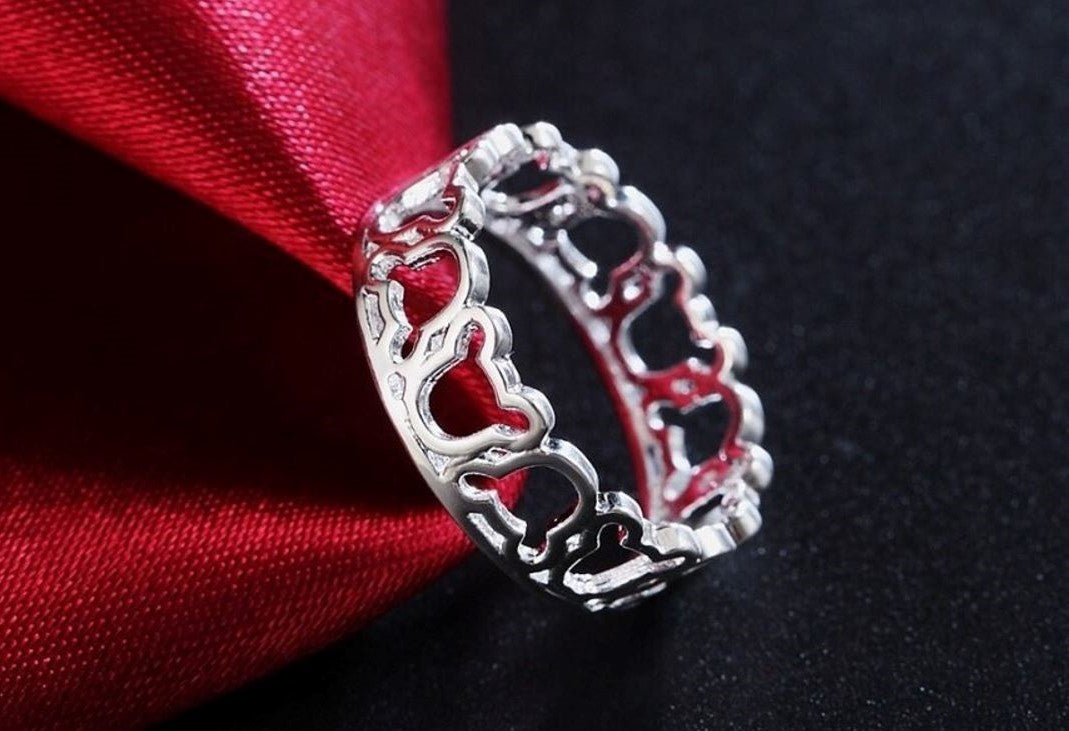 Cute Hollow Mickey Mouse Head Silver Ring