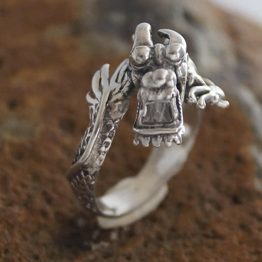 925 Sterling Silver Dragon Awaken Retro Open Ring