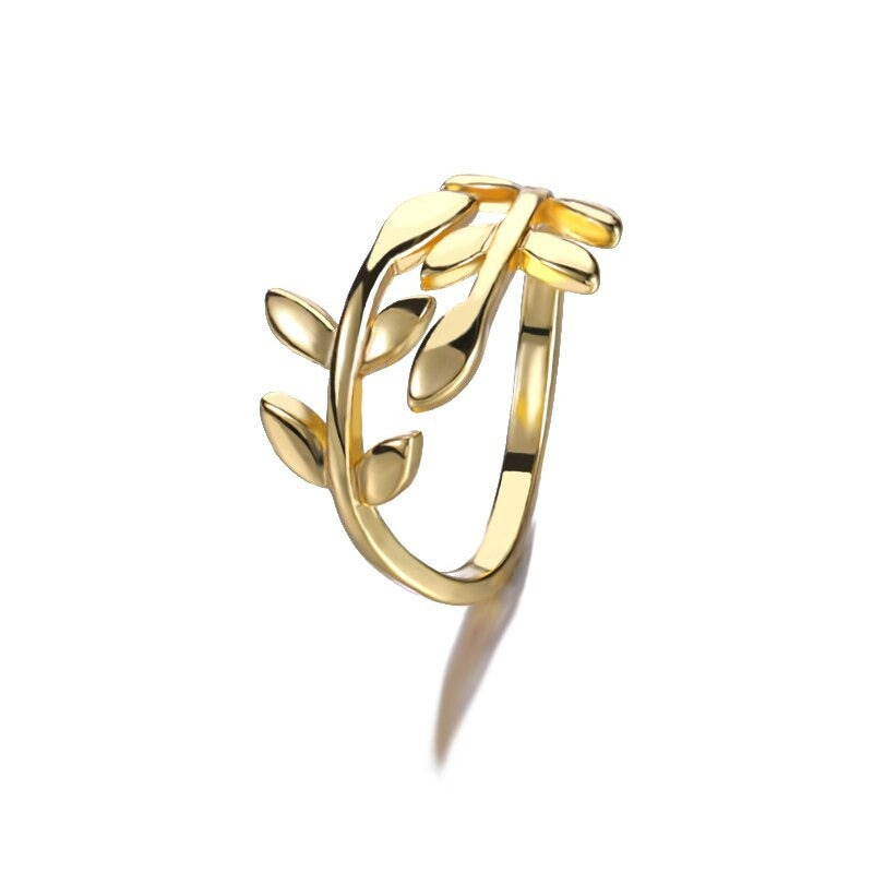 Olive Branch Leaves Open Gold Ring