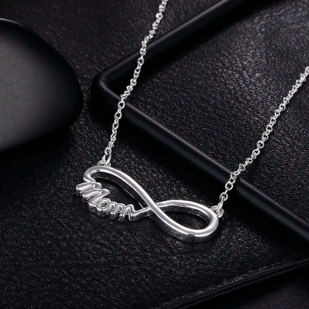 925 Sterling Silver Mom Infinity Necklace