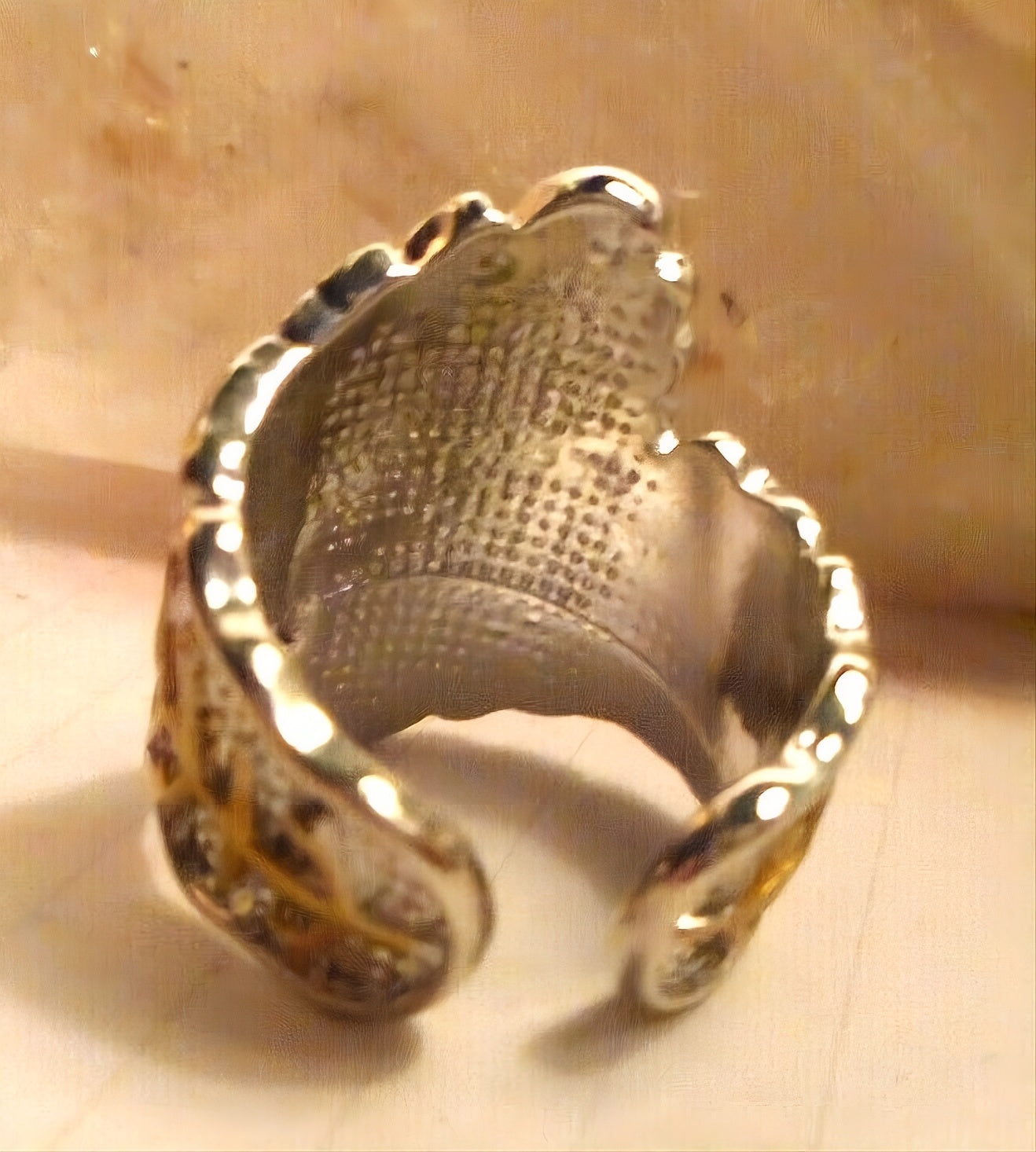 Handmade Antique Silver Carved Tree Leaf Vintage Ring