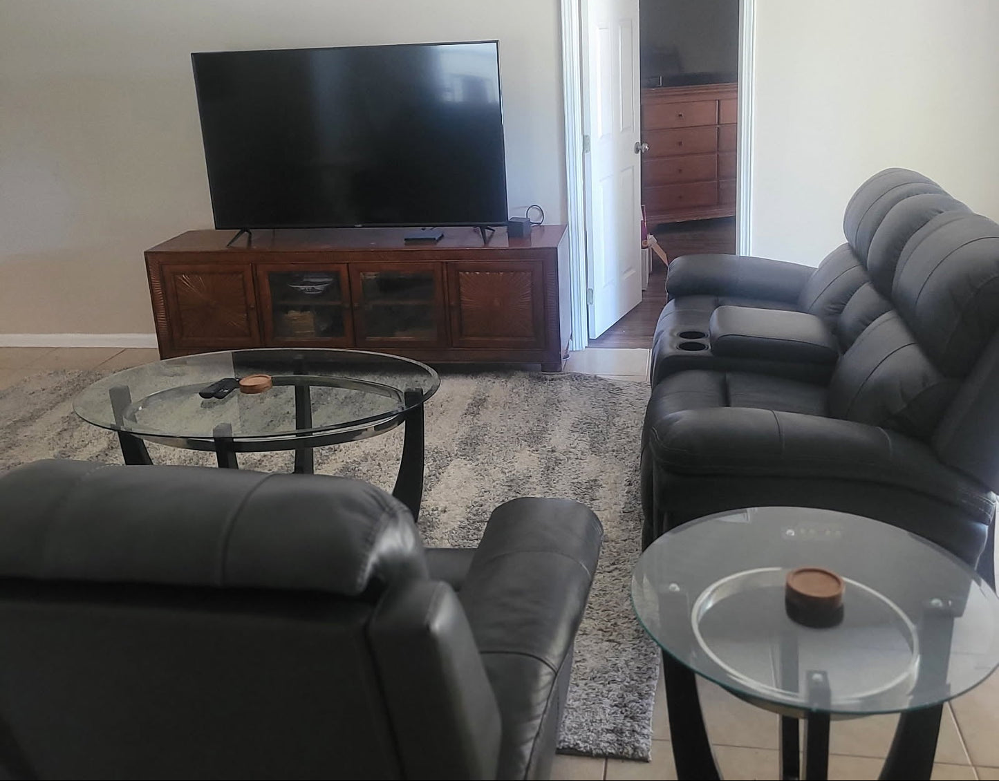 Leather Power Reclining Sofa & Loveseat Set