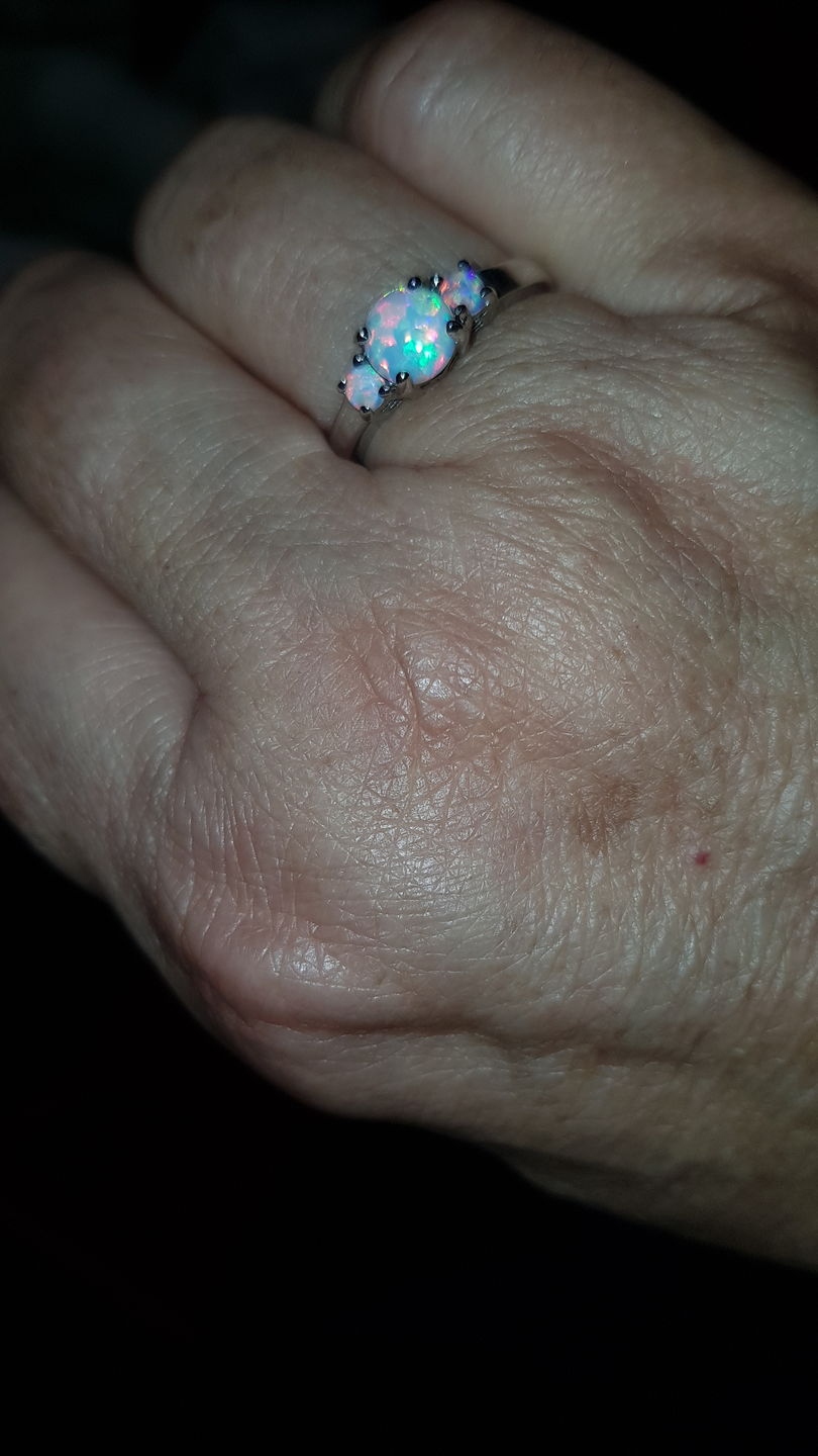 3 White Fire Opal Multi Stone Silver Ring