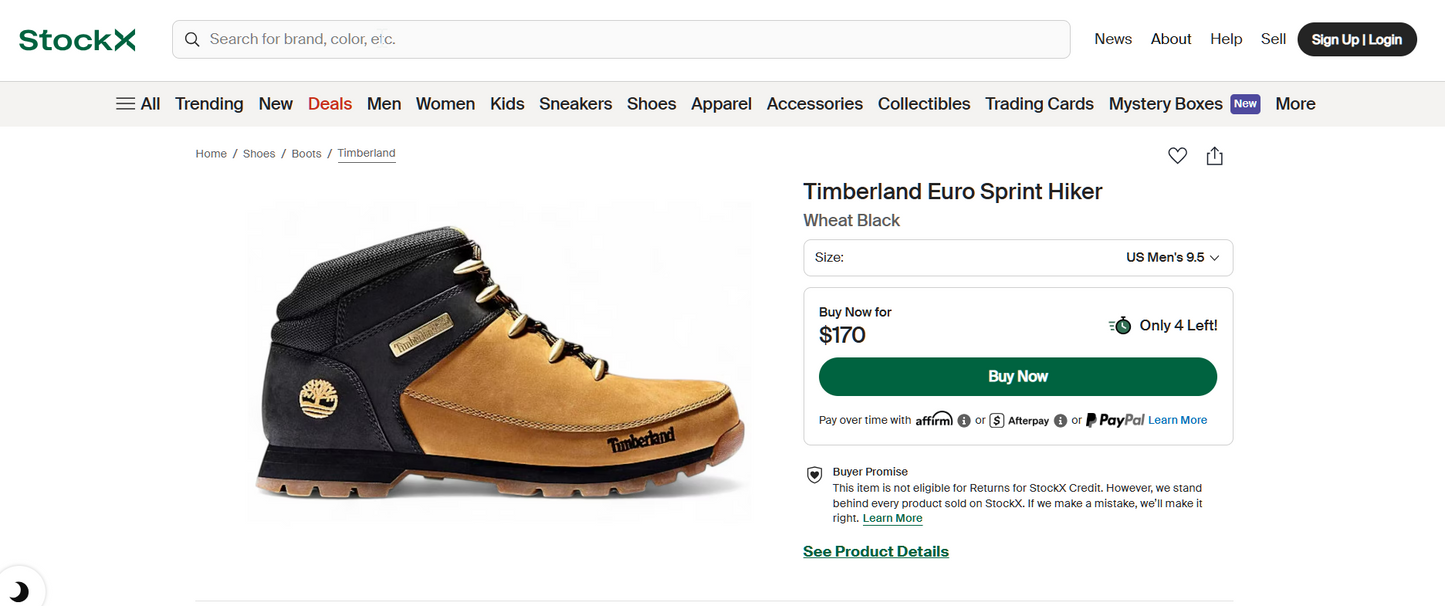 Men's Timberland Euro Sprint Boots - Size 9.5