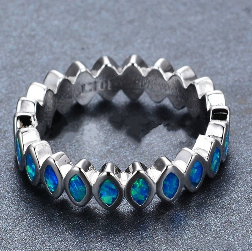 Creative Imitation  Blue Fire Opal Silver Ring