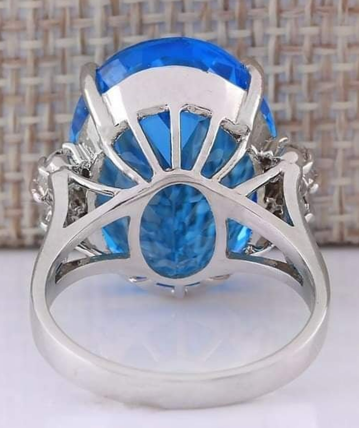 925 Sterling Silver 13.65CTW Blue Tanzanite Ring