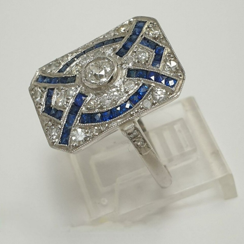 925 Sterling Silver Vintage Old European Art Deco Ring