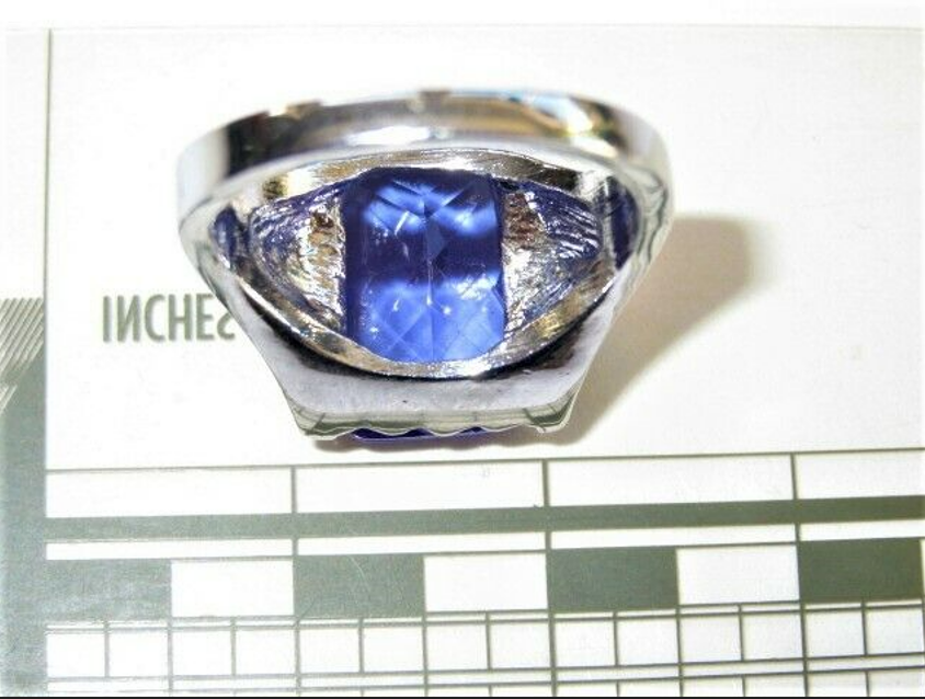 Big Princess Cut Blue Tanzanite Silver Ring