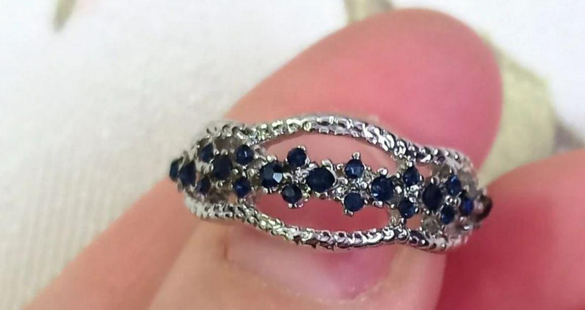 925 Sterling Silver Blue Faux Sapphire Multilayer Ring