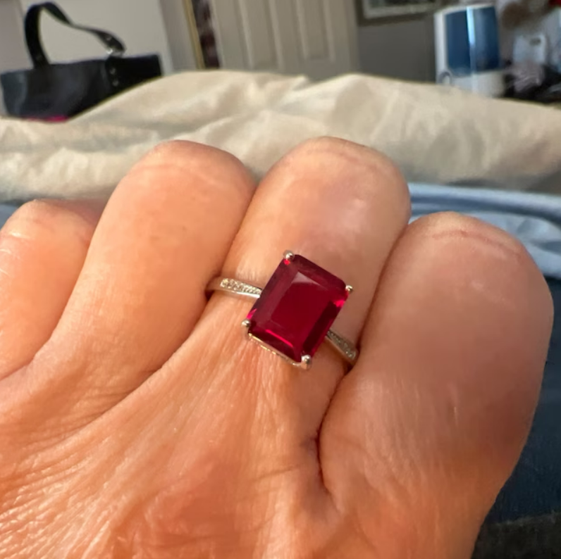 4.00 CTTW Ruby Red Gemstone Big Silver Ring