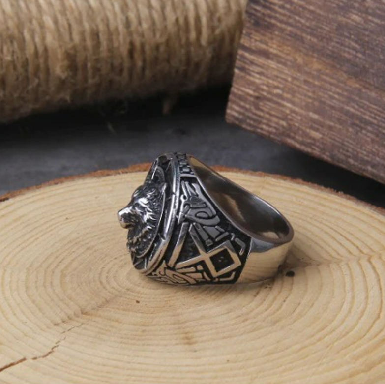 Men's Vintage Retro Wolf Totem Silver Punk Ring