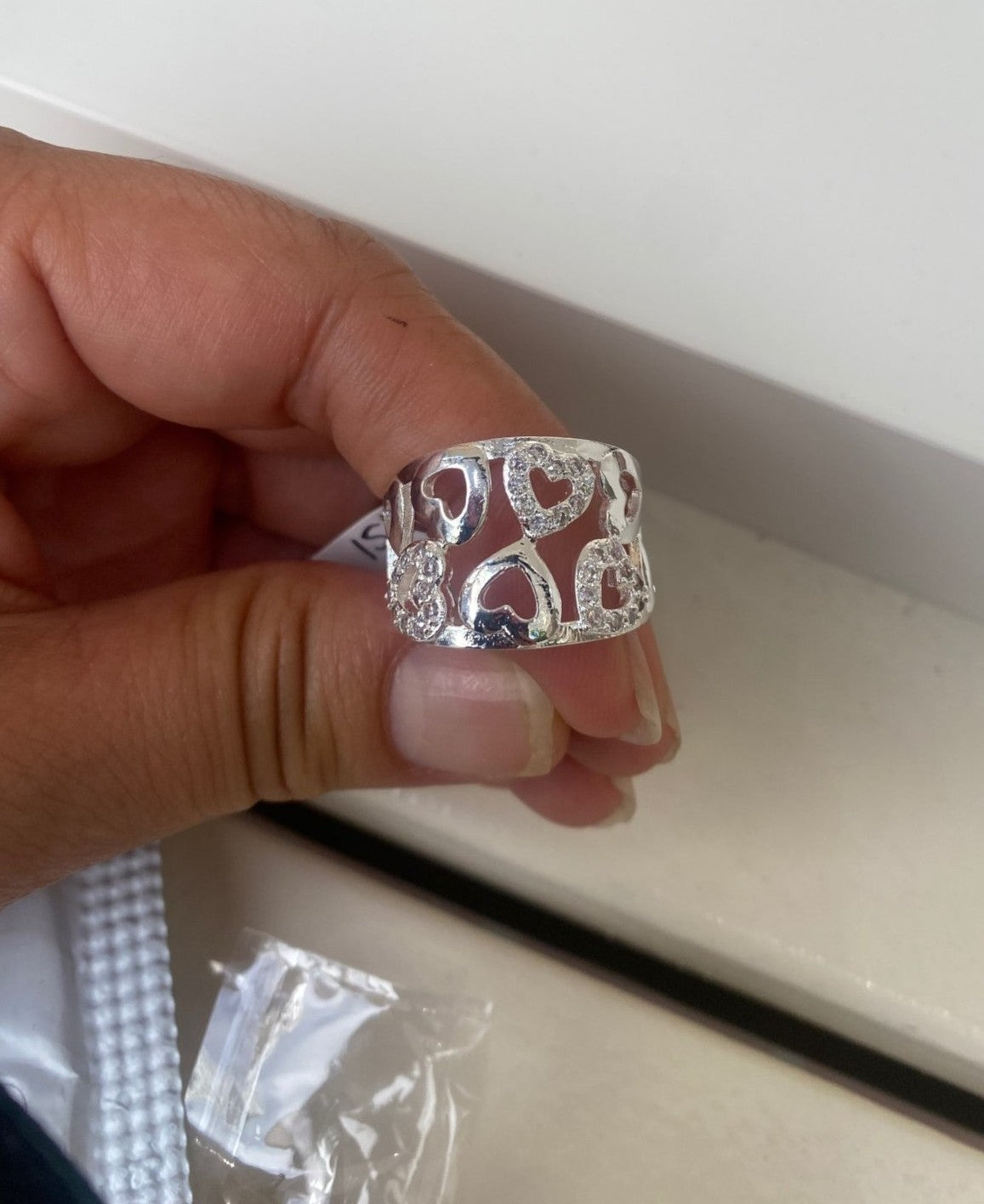 925 Sterling Silver Hollow Heart Love Ring