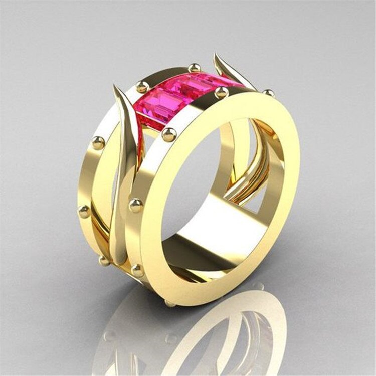 Modern 2.0 Carat Ruby Red Gold Channel Cluster Ring